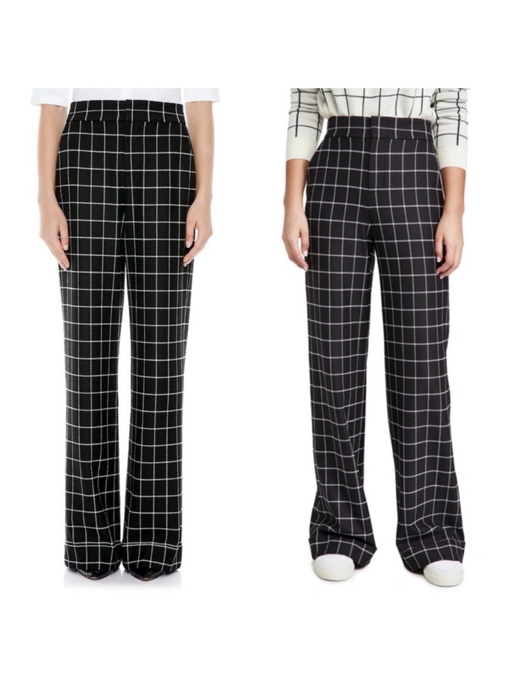 New Alice + Olivia Dylan Wide Leg high waist Windowpane Pants Sz 0